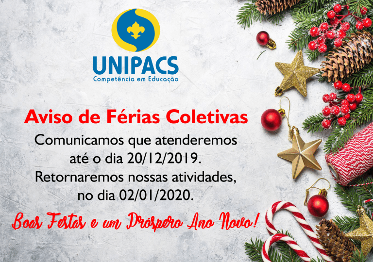 Aviso de Férias Coletivas – Unipacs